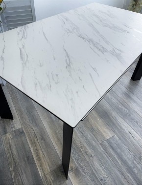 Стол CREMONA 140 KL-99 Белый мрамор матовый, итальянская керамика / черный каркас, ®DISAUR в Новом Уренгое - novyy-urengoy.mebel24.online | фото 3