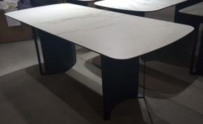 Стол RASMUS 160 TL-45 Белый мрамор, испанская керамика / черный каркас, ®DISAUR в Новом Уренгое - novyy-urengoy.mebel24.online | фото 2