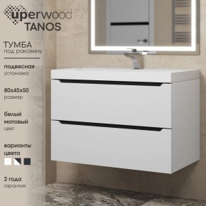 Тумба под раковину Uperwood Tanos 80 см, подвесная, белая/графит в Новом Уренгое - novyy-urengoy.mebel24.online | фото 3