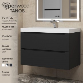 Тумба под раковину Uperwood Tanos 80 см, подвесная, черная матовая в Новом Уренгое - novyy-urengoy.mebel24.online | фото 3