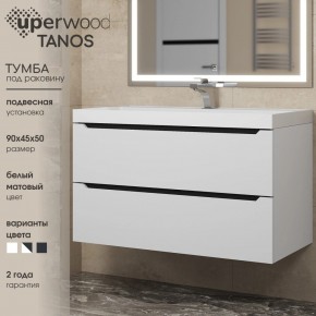 Тумба под раковину Uperwood Tanos 90 см, подвесная, белая/графит в Новом Уренгое - novyy-urengoy.mebel24.online | фото 3