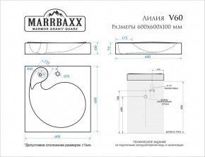 Умывальник над стиральной машиной (600*600х100) Лилия V60 (белый) с кронштейном без сифона (V60) в Новом Уренгое - novyy-urengoy.mebel24.online | фото 2